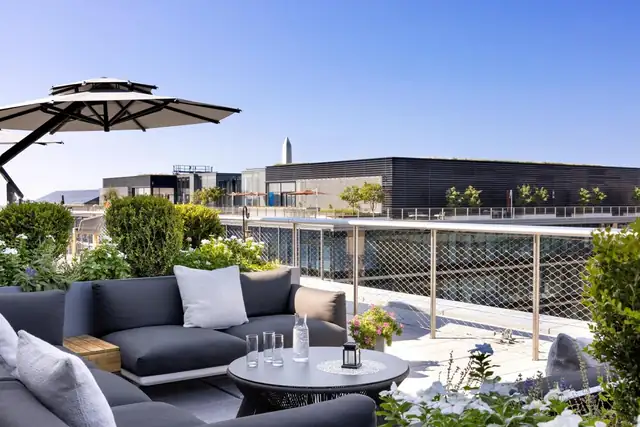 Conrad Washington DC in Washington, outdoor area with a sofa and a table