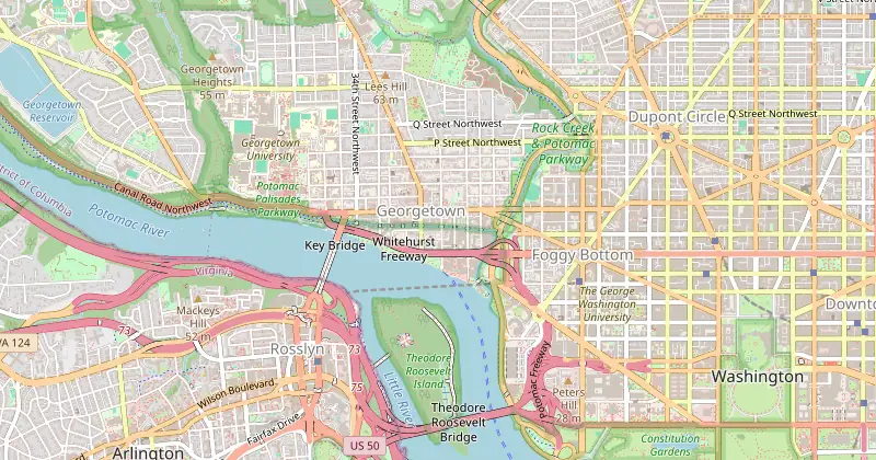 Map of Rosewood Washington, D.C. with nearby hotels
