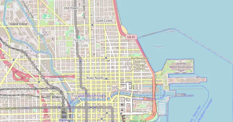 Map of The Peninsula Chicago with nearby hotels