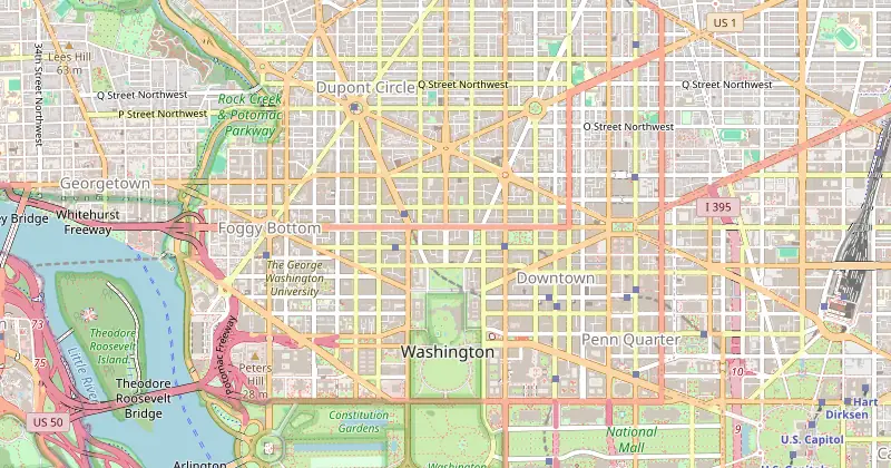 Map of The St. Regis Washington, D.C. with nearby hotels