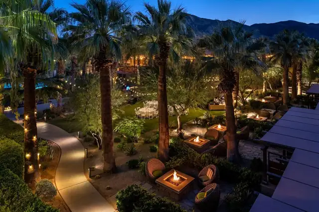 Ritz-Carlton Rancho Mirage, resort with outdoor seating areas and palm trees