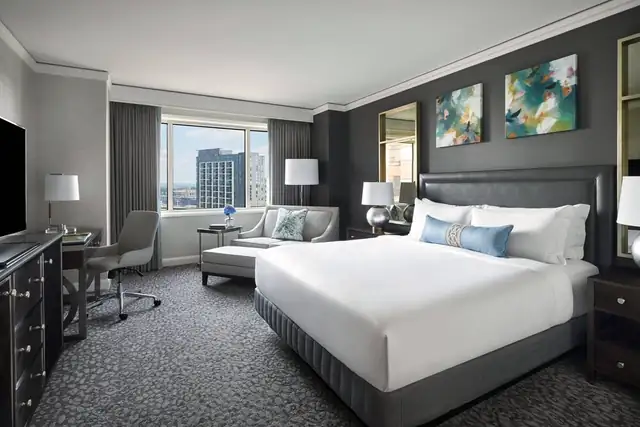 The Ritz-Carlton Tysons Corner in McLean, modern guest room with a large bed